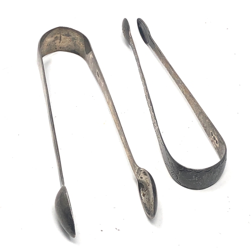 8 - 2 georgian silver sugar tongs