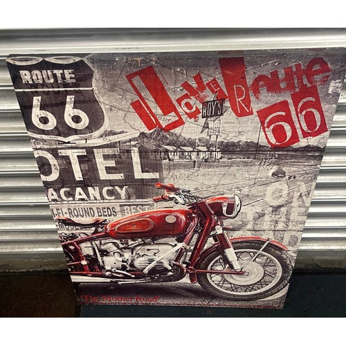 671 - Love roys, The Mother road canvas, I love route 66, approximate measurements Height 33 inches, Width... 