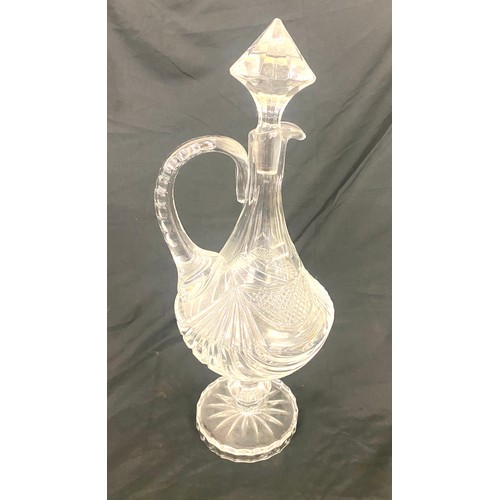 164 - Vintage cut glass claret jug by Veritable cristal height approx 18 inches