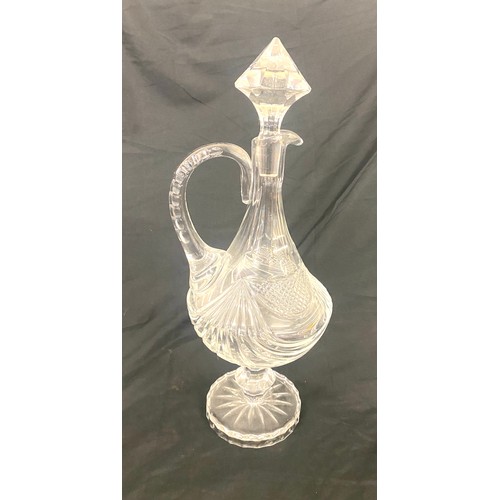 164 - Vintage cut glass claret jug by Veritable cristal height approx 18 inches