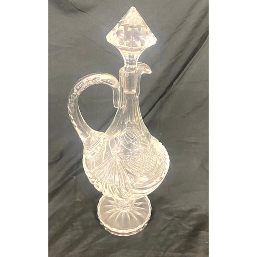 164 - Vintage cut glass claret jug by Veritable cristal height approx 18 inches