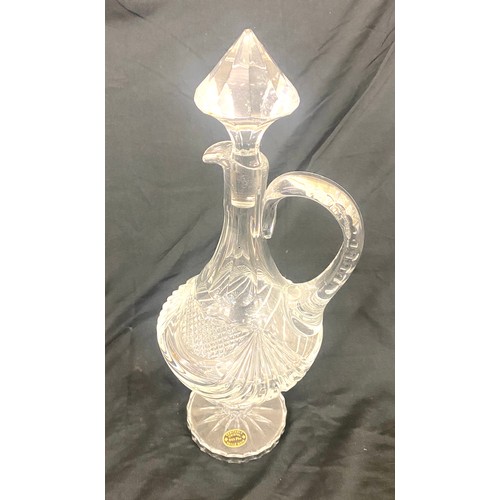 164 - Vintage cut glass claret jug by Veritable cristal height approx 18 inches