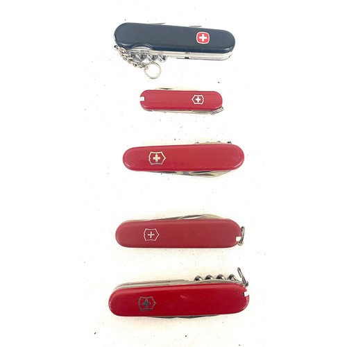 490 - Selection of 5 Swiss army pocket knives