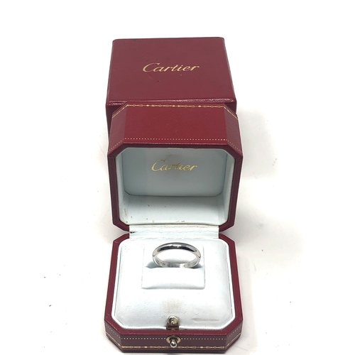 65 - Fine 950 plat boxed cartier wedding band weight of band 7.1g
 ring size is V