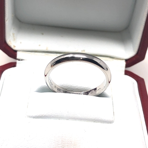 65 - Fine 950 plat boxed cartier wedding band weight of band 7.1g
 ring size is V