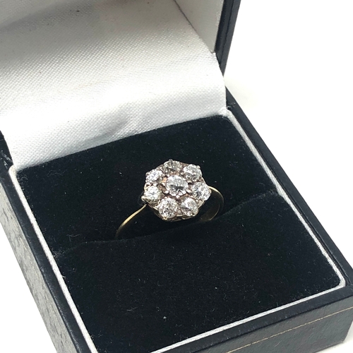 69 - Antique 18ct old cut diamond ring est .80ct diamonds