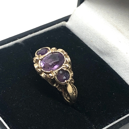 83 - Vintage 9ct gold amethyst ring weight 3.2g london gold hallmarks