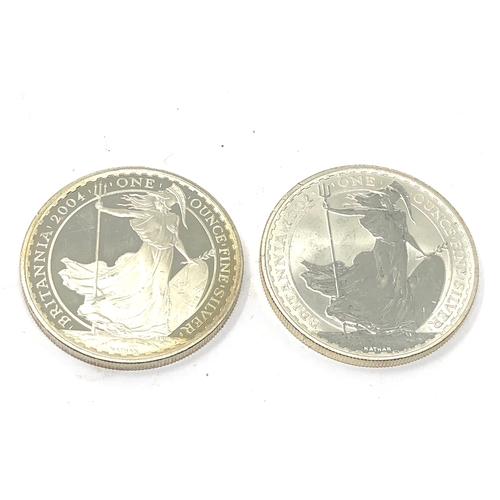 441 - 2 x 1 oz fine silver britannia  2004 & 2002