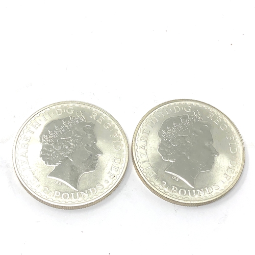 443 - 2 x 1 oz fine silver britannia 1998 & 1999