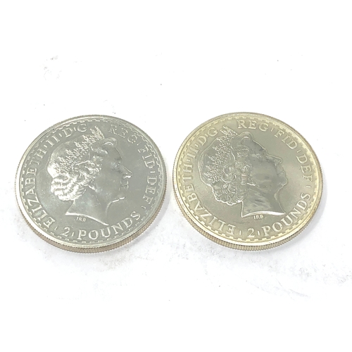 444 - 2 x 1 oz fine silver britannia 1998 & 2001