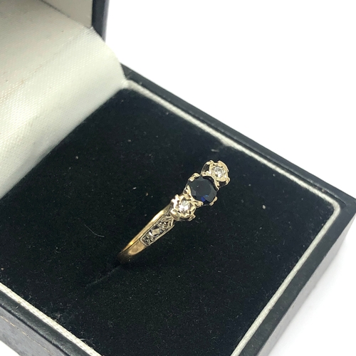 104 - 9ct gold diamond & sapphire ring weight 1.7g