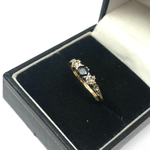 104 - 9ct gold diamond & sapphire ring weight 1.7g