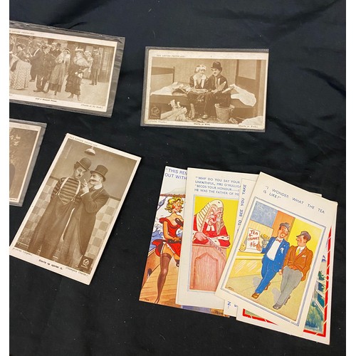 493 - Large selection of vintage Postcards to include Charlie Chaplin,  cartoon pieces etc