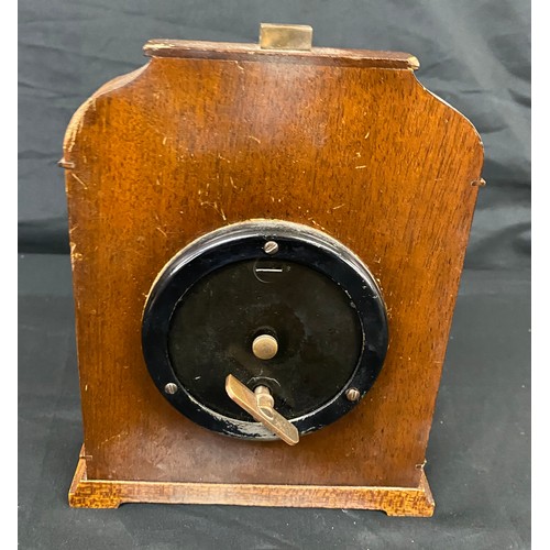 33 - Elliot mantel clock, approximate height 8.5 inches, ticks but no warranty given