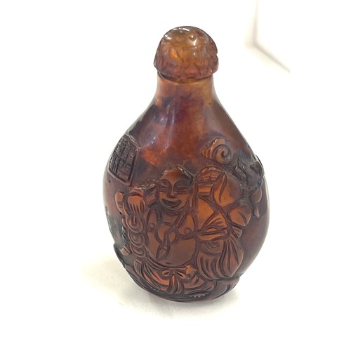 504 - Selection of vintage oriental scent bottles to include Amber bottle, 6cm