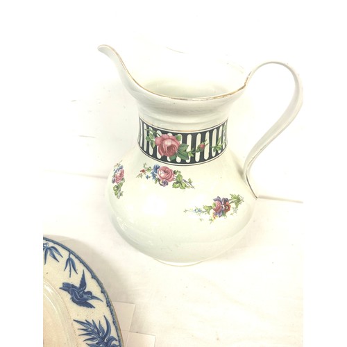 177 - 1860s Ridgeware platter and a vintage jug