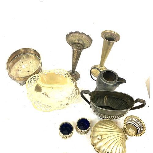 217 - Selection vintage silver plated items to include teapot,  trays, egg cup holders etc