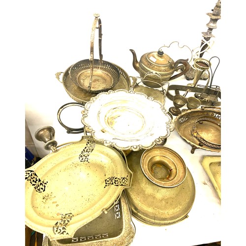 217 - Selection vintage silver plated items to include teapot,  trays, egg cup holders etc