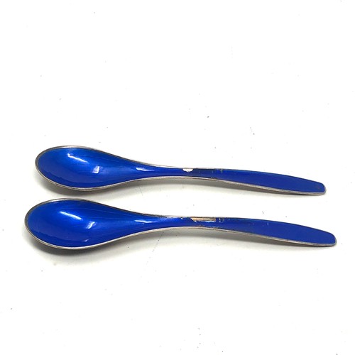 24 - 2 silver enamel spoons by J.TOSTRUP enamel wear