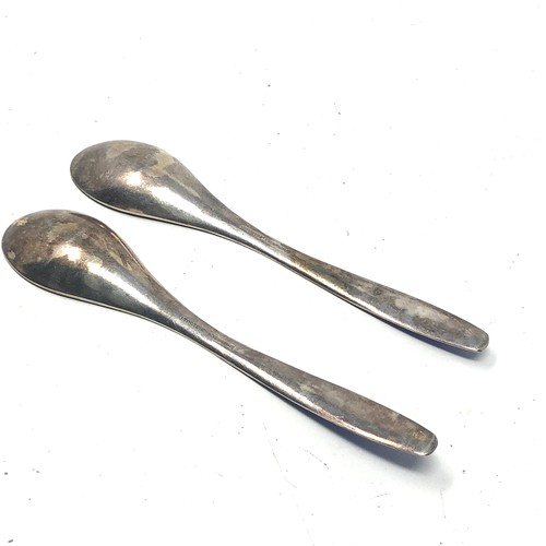 24 - 2 silver enamel spoons by J.TOSTRUP enamel wear