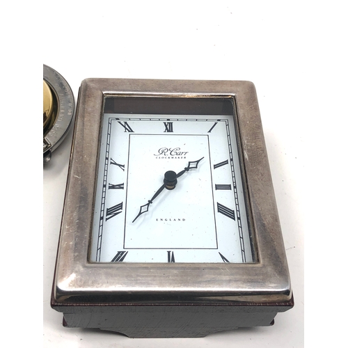 20 - 2 quartz desk clocks includes silver framed r.carr clock