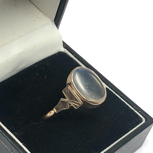 58 - Antique 9ct gold moonstone ring 3.4g age related marks to moonstone