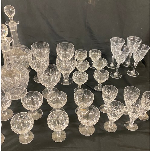 207 - Large selection of vintage crystal glass includes decanters etc