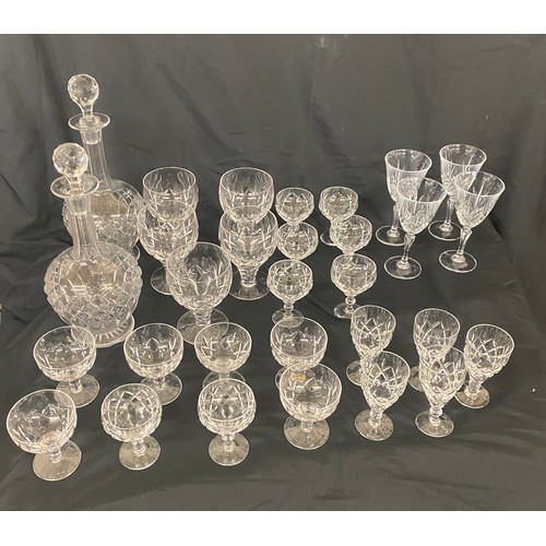 207 - Large selection of vintage crystal glass includes decanters etc