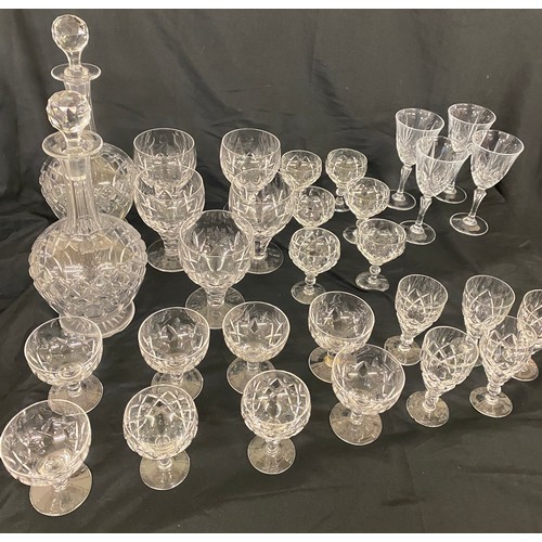 207 - Large selection of vintage crystal glass includes decanters etc