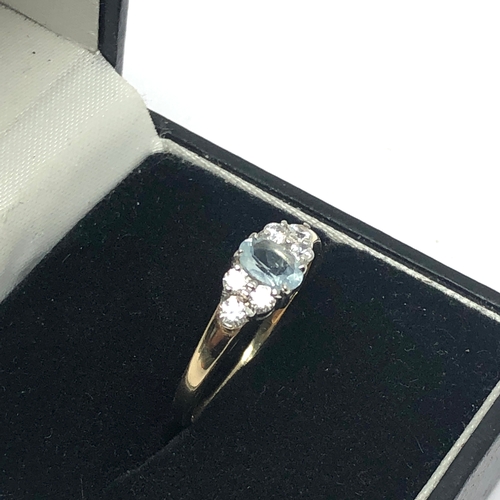 108 - 9ct gold aquamarine & white stone ring weight