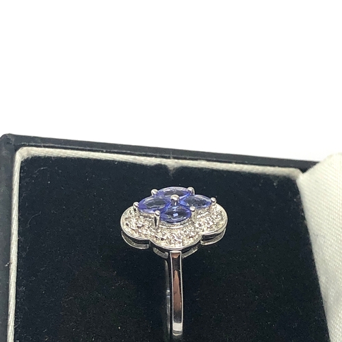 109 - 9ct white gold tanzanite & diamond ring weight 2.5g