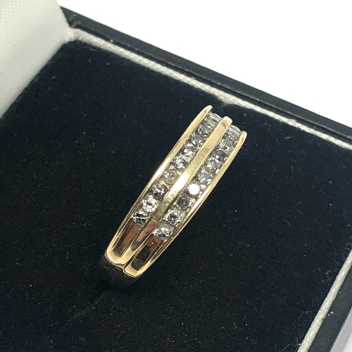 110 - 9ct gold diamond ring set with 2 rows of diamonds  weight 3.3g