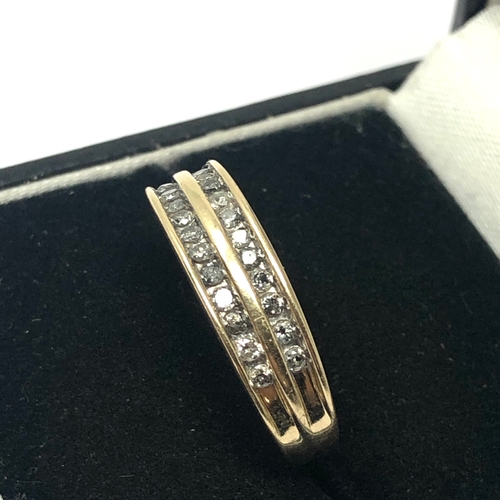 110 - 9ct gold diamond ring set with 2 rows of diamonds  weight 3.3g