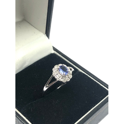 115 - 9ct white gold tanzanite diamond ring set  weight 2.2g