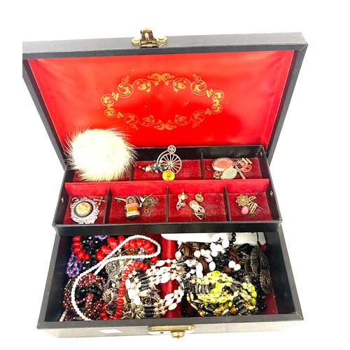 491 - Selection of vintage and later costume jewellery includes earrings, hip flask etc