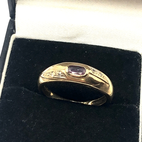 125 - 9ct gold amethyst & diamond ring weight 3.7g