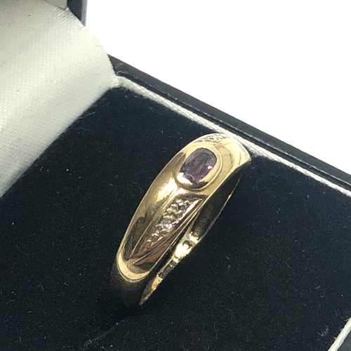 125 - 9ct gold amethyst & diamond ring weight 3.7g