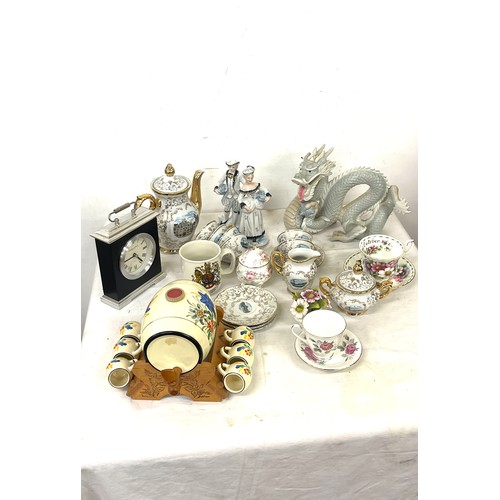 199 - A large selection of miscellaneous to include a named pottery- Crownford, Royal Albert, clocks  etc