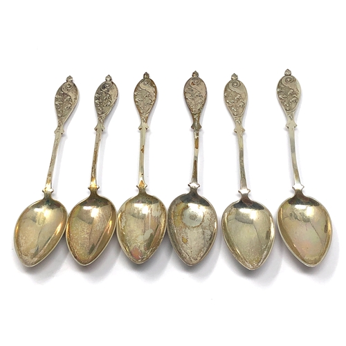 17 - set of 6 antique continental silver tea spoons