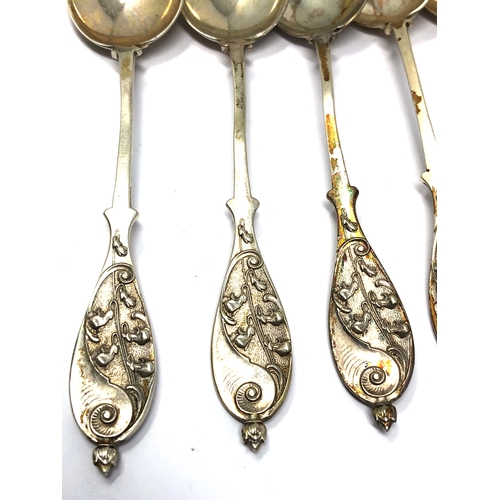 17 - set of 6 antique continental silver tea spoons