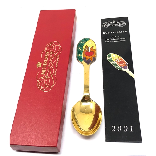18 - Original boxed Danish 2001 silver & enamel A.Michelson christmas spoon