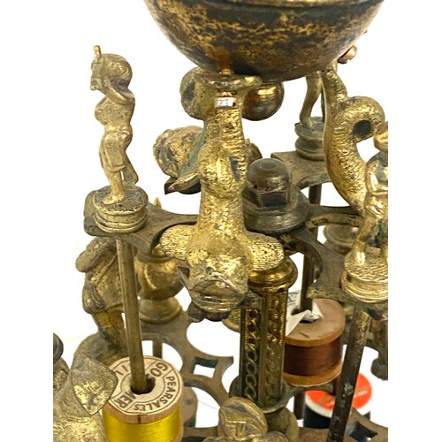 68 - A Georgian cotton reel holder with dolphins cherubs and figurines 1790's measures approx height 12.5... 