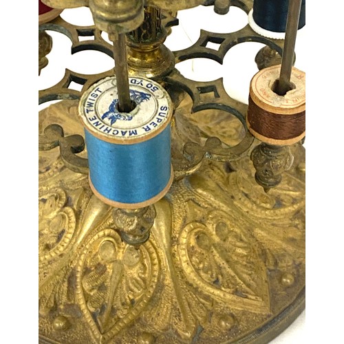 68 - A Georgian cotton reel holder with dolphins cherubs and figurines 1790's measures approx height 12.5... 