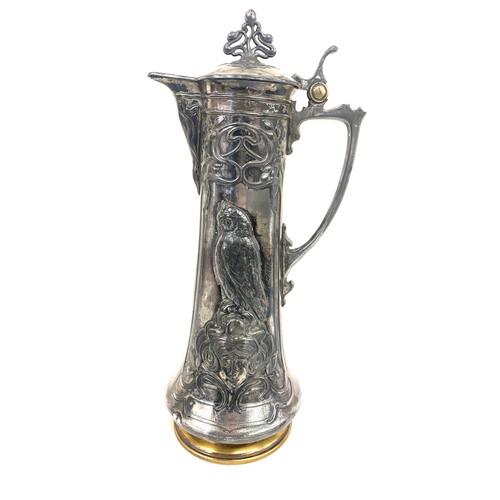 91 - W.M.F art nouveau plated claret jug measures approx 16.5 inches tall