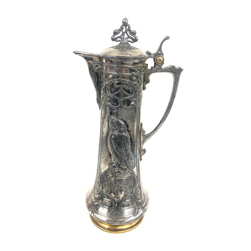 91 - W.M.F art nouveau plated claret jug measures approx 16.5 inches tall