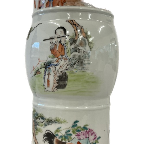 82 - Vintage Chinese Famille rose vase, marks to base, measures approx 17 inches tall 9 inches diameter