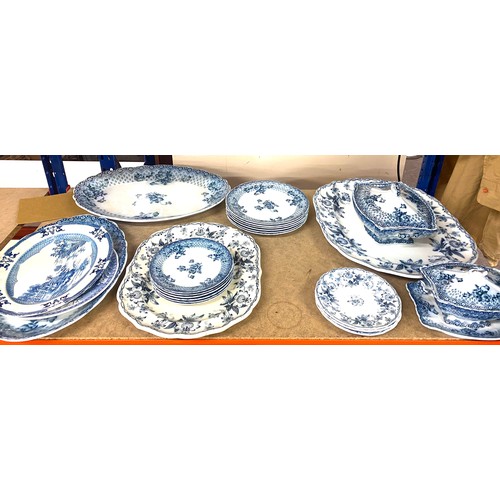 208 - Large selection of blue and white pottery to include meet plates, Tureens etc