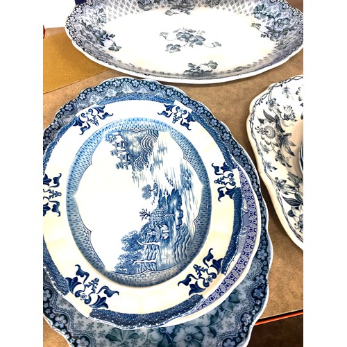 208 - Large selection of blue and white pottery to include meet plates, Tureens etc