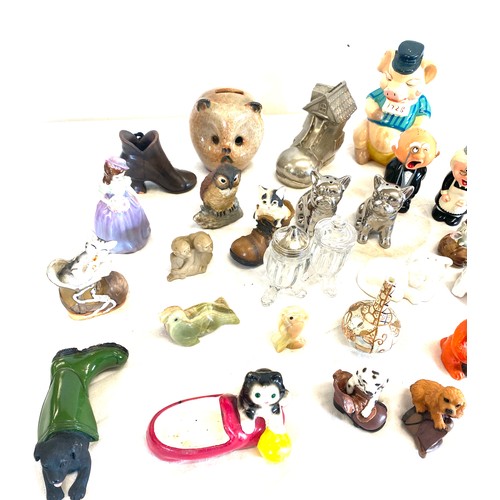 168 - Selection of collectable and novelty items to include salt and pepper pots, money boxes, small orien... 