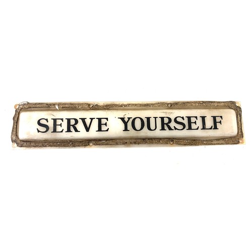 99 - Vintage ' Serve yourself ' Advertising sign measures approx 13 inches long